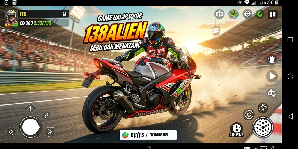 Tampilan gameplay mendebarkan dalam 138ALIEN, balap motor yang seru.