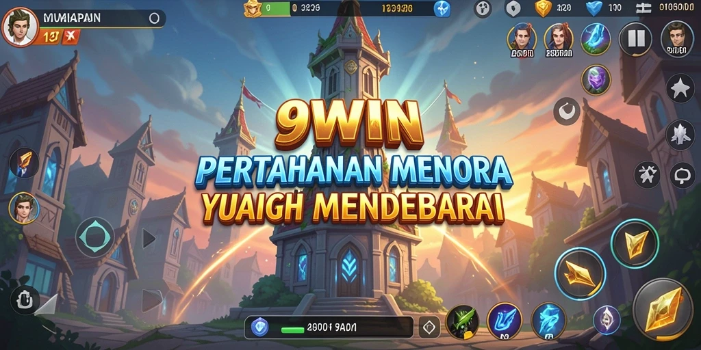 Screenshot utama 9WIN menampilkan aksi intens di Tower Defense.