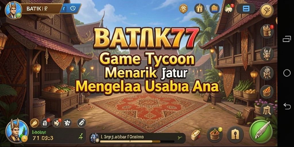 Screenshot gameplay BATIK77 menampilkan proses pengelolaan usaha batik yang seru.