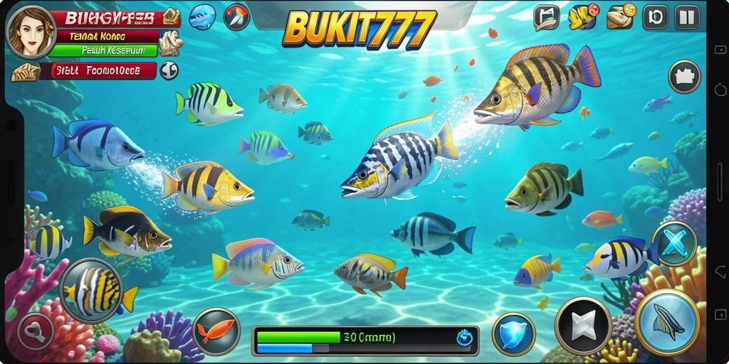 Gameplay BUKIT777 menampilkan aksi menembak ikan yang seru dan menyenangkan.