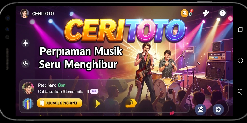 Screenshot gameplay CERITOTO memperlihatkan pengalaman bermain musik yang seru.