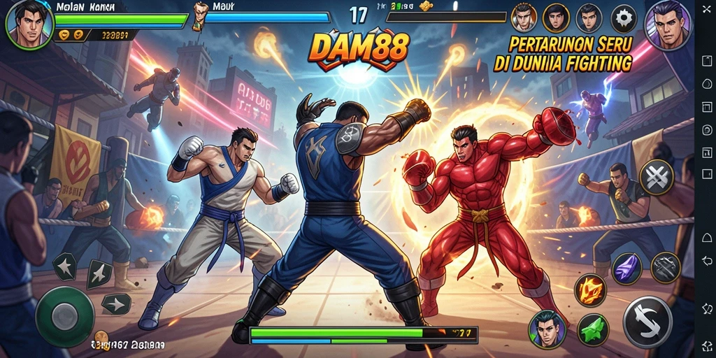 Screenshot utama DAM88 menampilkan aksi pertarungan yang mengesankan.