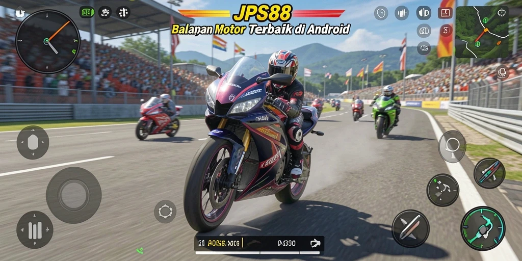 Screenshot gameplay JPS88 menampilkan balapan motor yang seru dan menegangkan.