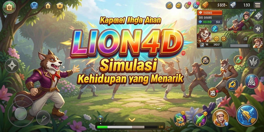 Screenshot utama LION4D menampilkan gameplay simulasi yang menarik.