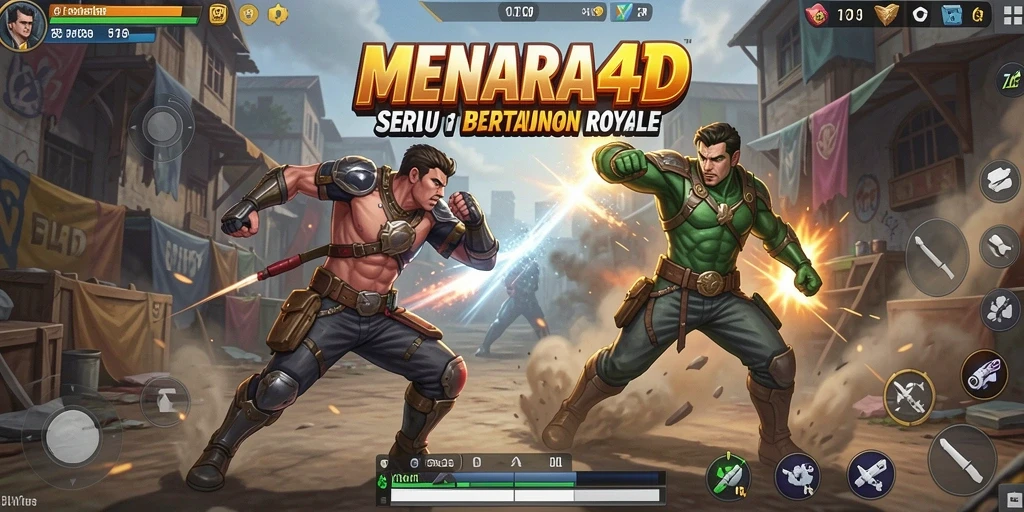 Tampilan utama gameplay MENARA4D dengan pertarungan seru Battle Royale.