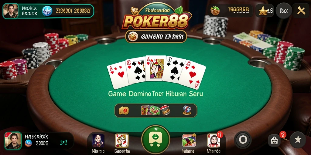 Tampilan gameplay POKER88 yang penuh aksi dan keseruan saat bermain Domino.