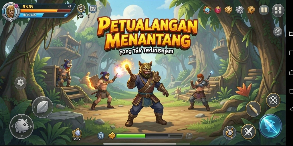 Gameplay seru RK55 yang menampilkan petualangan mendebarkan.